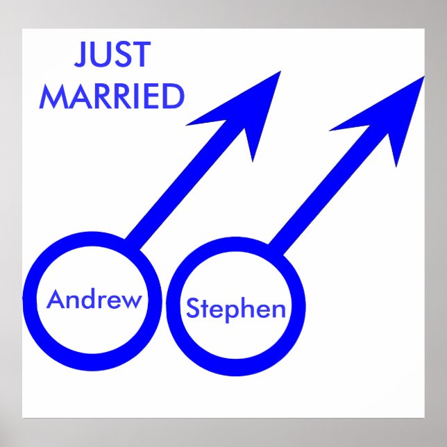Gay Lovers Just Married Customisable Poster (Front)