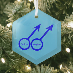 Gay Lovers Personalised Glass Ornament