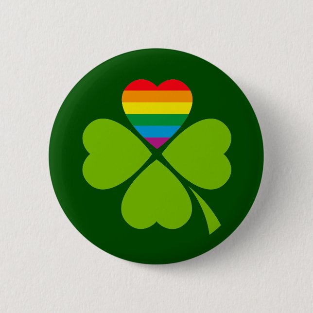Gay Lucky Clover 6 Cm Round Badge (Front)