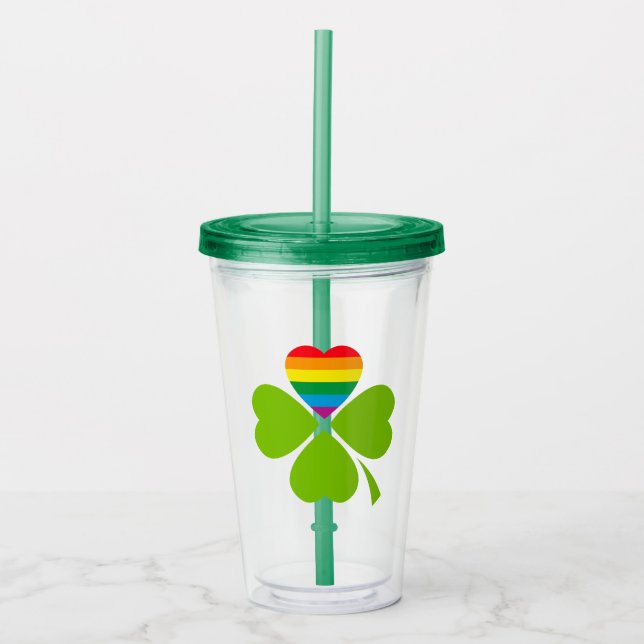 Gay Lucky Clover Acrylic Tumbler (Front)