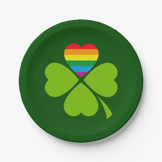 Gay Lucky Clover Paper Plate (Front)
