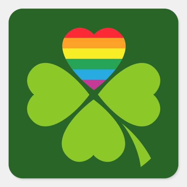 Gay Lucky Clover Square Sticker (Front)