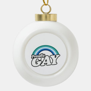 Gay Male and Proud Ceramic Ball Christmas Ornament