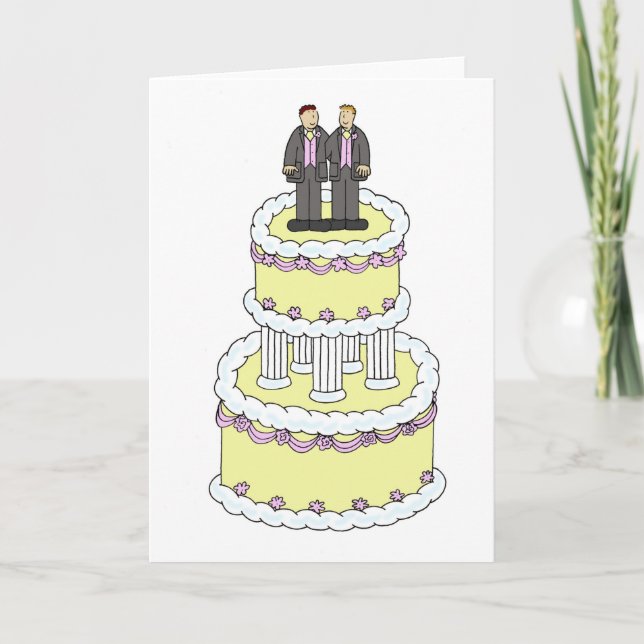 Gay Male Couple Wedding Congratulations Card (Front)