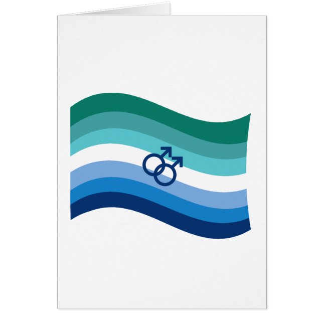 Gay Male Love Pride Azure Wavy Flag (Front)