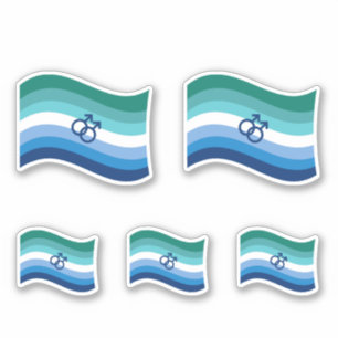 Gay Male Love Pride Azure Wavy Flag