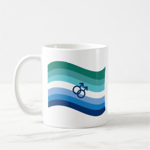 Gay Male Love Pride Azure Wavy Flag Coffee Mug