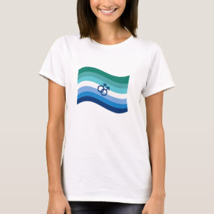 Gay Male Love Pride Azure Wavy Flag T-Shirt