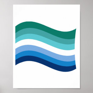 Gay Male Pride Azure Wavy Flag Poster