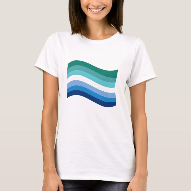 Gay Male Pride Azure Wavy Flag T-Shirt (Front)