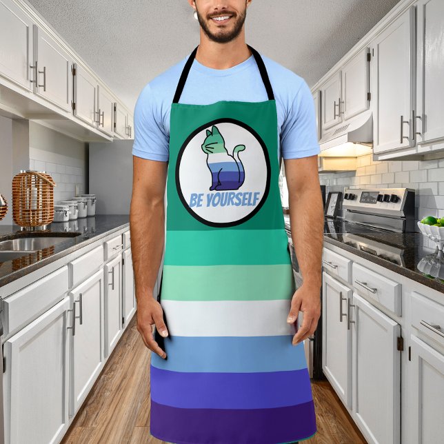 Gay Male Pride Cat  - Be Yourself Apron (Creator Uploaded)