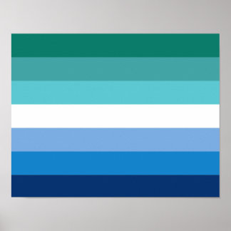 Gay Male Pride Flag (Azure) Poster