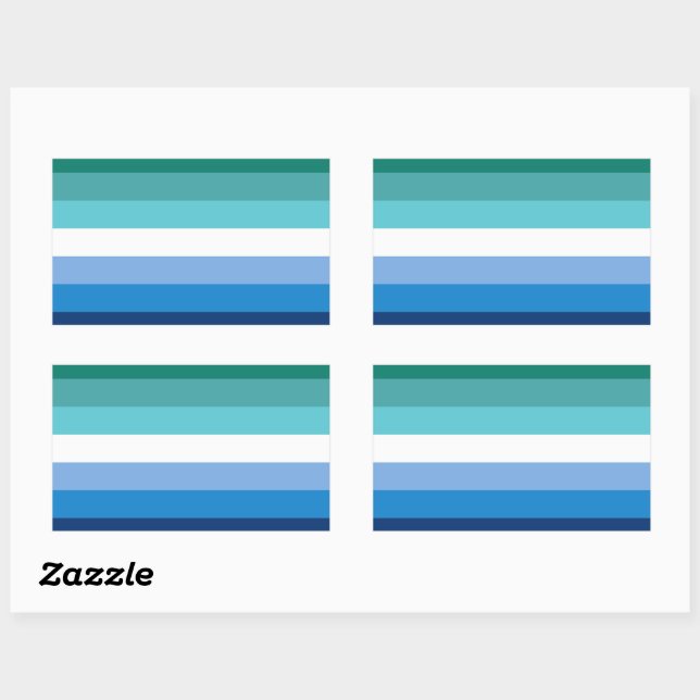 Gay Male Pride Flag (Azure) Rectangular Sticker (Sheet)