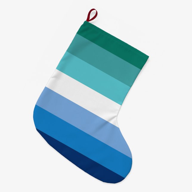 Gay Male Pride Flag Large Christmas Stocking (Front (Hanging))