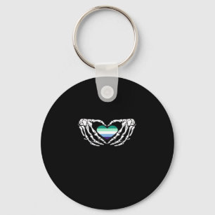 Gay Male Pride Skeleton Halloween Mlm Goth Heart C Key Ring