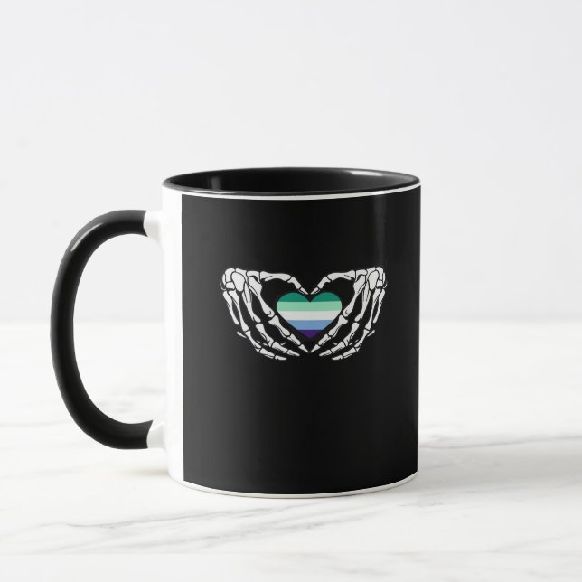Gay Male Pride Skeleton Halloween Mlm Goth Heart C Mug (Left)