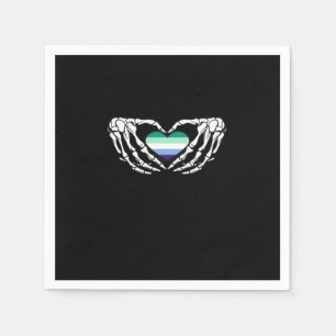 Gay Male Pride Skeleton Halloween Mlm Goth Heart C Napkin