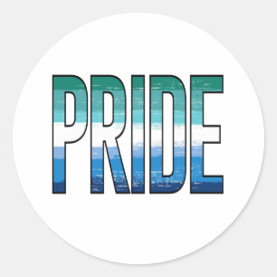 Gay Male Pride Word Classic Round Sticker