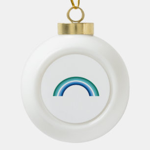 Gay Male Rainbow Azure Ceramic Ball Christmas Ornament