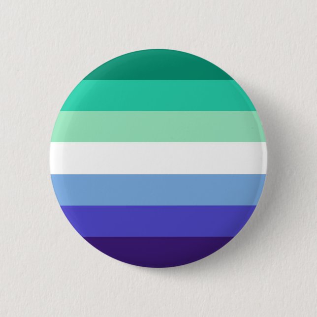 Gay Man Masc Masculine Green Blue Pride Flag Queer 6 Cm Round Badge (Front)