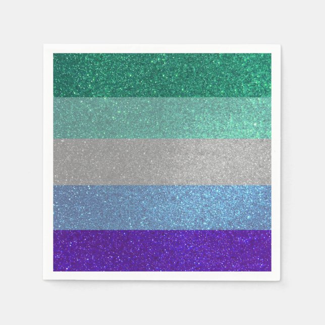 Gay Man Pride Flag Glitter Men's Party Napkin (Front)