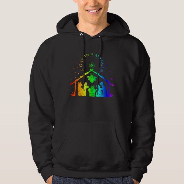 gay manger lgbtq christmas funny hoodie (Front)