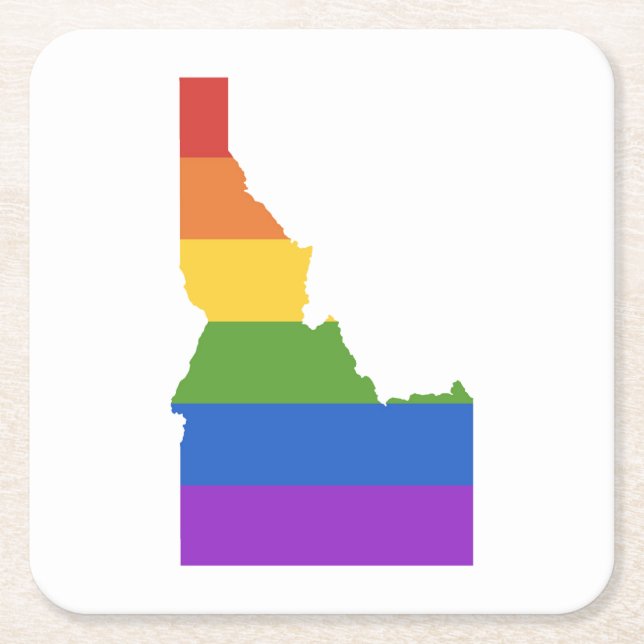 Gay Map of USA | State of Idaho Square Paper Coaster (Front)