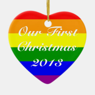 Gay Marriage First Christmas Customise Year Ceramic Tree Decoration