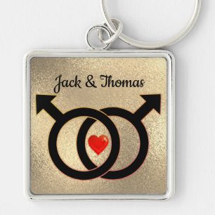 Gay Marriage Gold Premium Square Key Chain