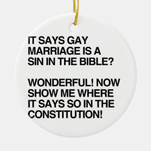 GAY MARRIAGE IS A SIN IN THE BIBLE CERAMIC TREE DECORATION