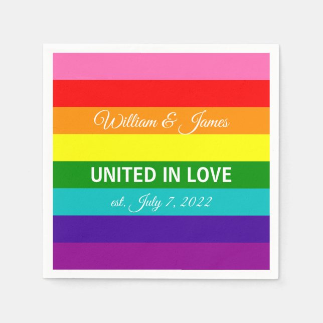 Gay Marriage LGBT Original Rainbow Flag Napkin (Front)