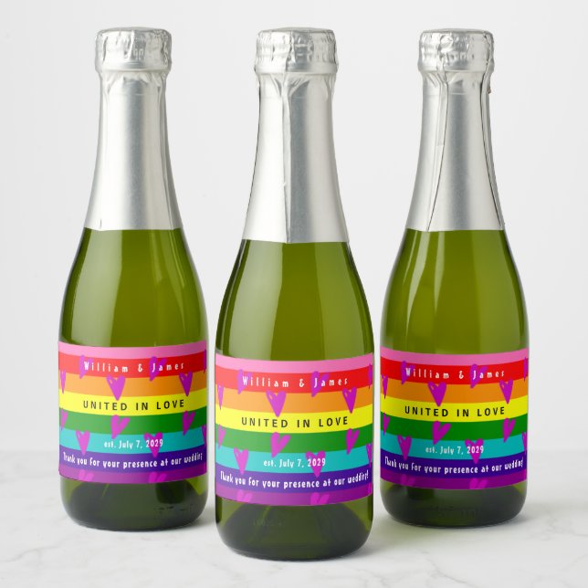 Gay Marriage LGBTQ Wedding Thank You Sparkling Wine Label (Bottles)