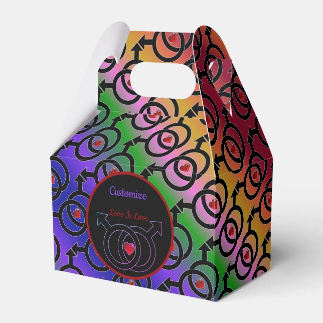 Gay Marriage Love Is Love Rainbow Gable Favour Box (Front Side)