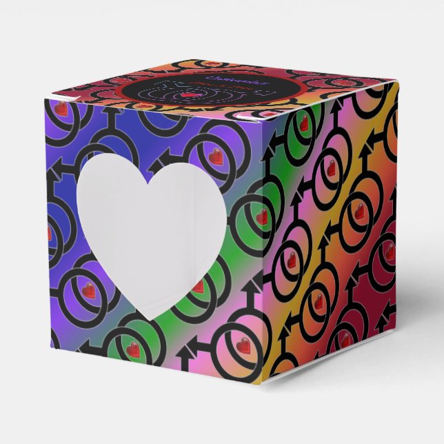 Gay Marriage Love Is Love Rainbow Heart Favour Box (Front Side)