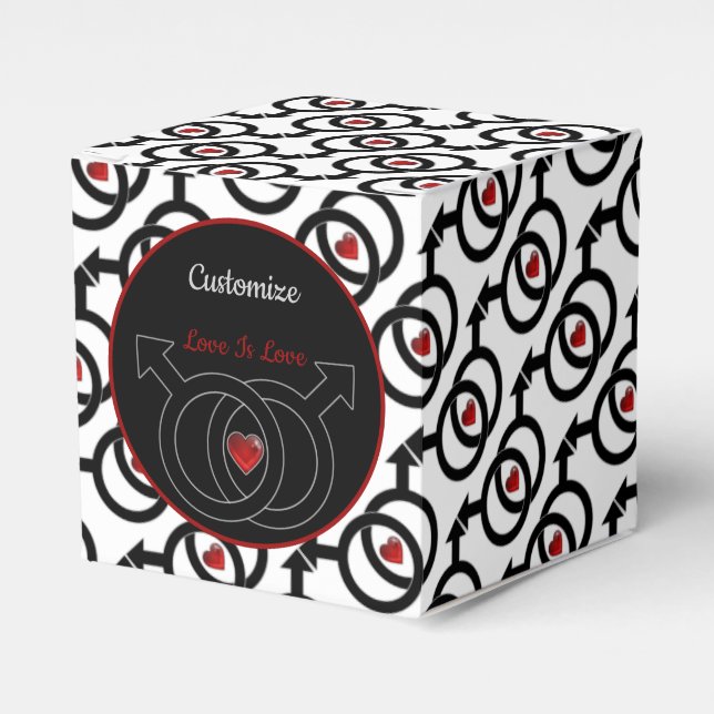 Gay Marriage Love Is Love White Cube Favour Box (Front Side)