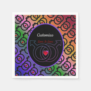 Gay Marriage Personalised Rainbow Paper Napkins