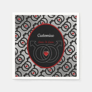 Gay Marriage Personalised Silver Paper Napkins