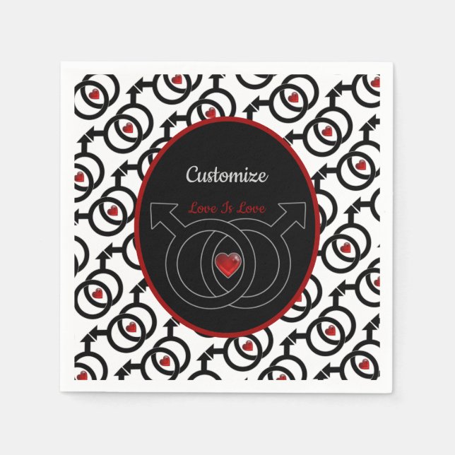 Gay Marriage Personalised White Paper Napkins (Front)