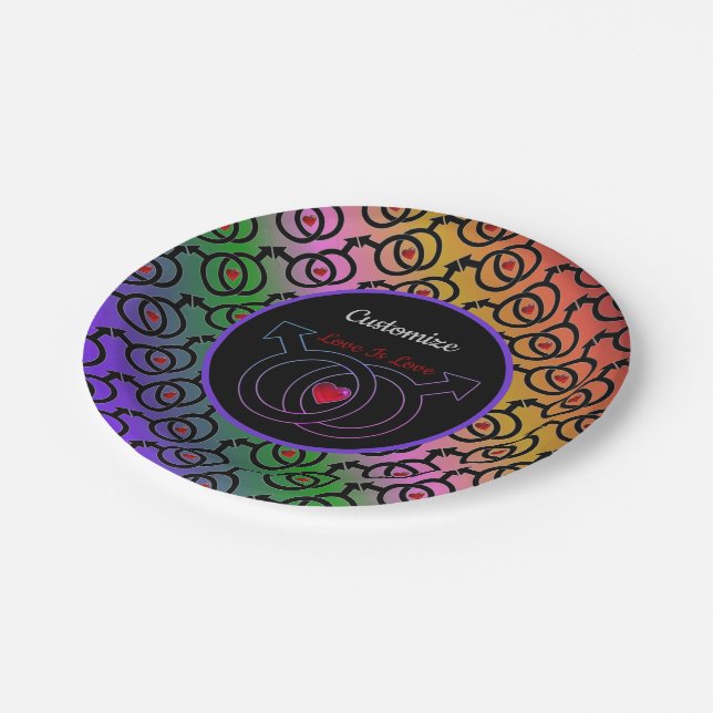 Gay Marriage Rainbow Paper Plates (Angled)