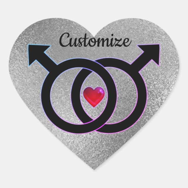 Gay Marriage Silver Heart Sticker (Front)
