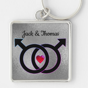 Gay Marriage Silver Premium Square Key Chain