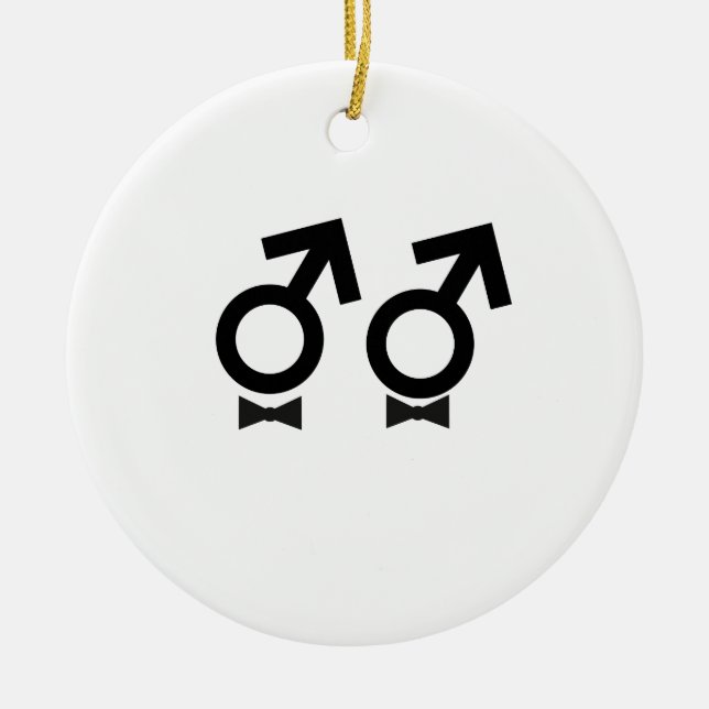 Gay Marriage T-shirt Ceramic Tree Decoration (Front)