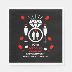 Gay Men 10th Wedding Anniversary Banner Napkin