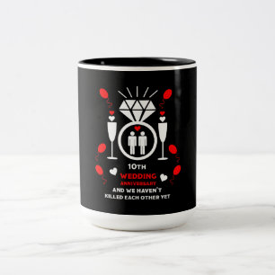 Gay Men 10th Wedding Anniversary   Banner Two-Tone Coffee Mug