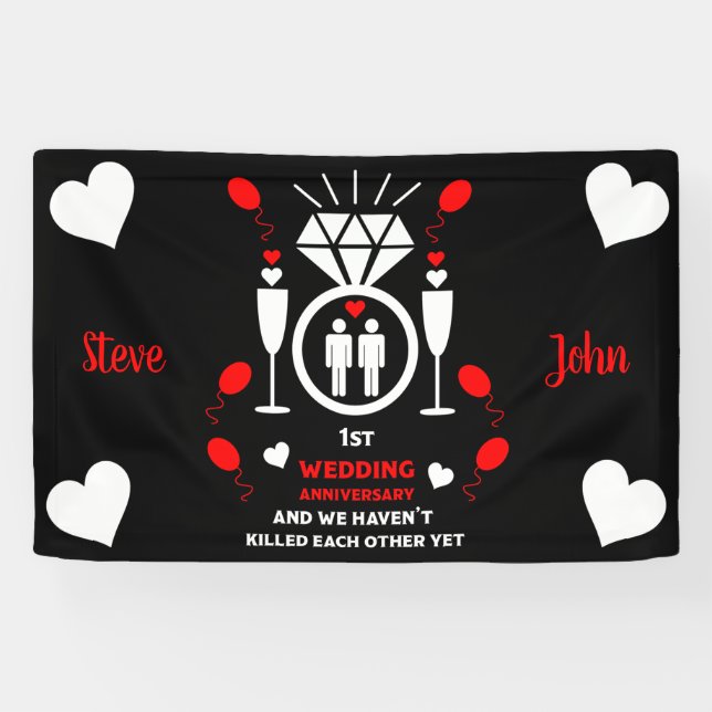 Gay Men 1sth Wedding Anniversary   Banner (Horizontal)