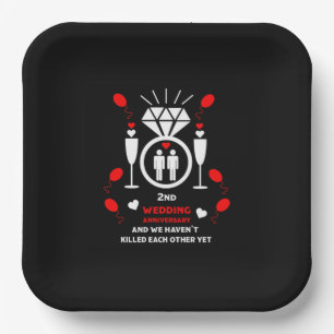 Gay Men 2nd Wedding Anniversary Paper Plate