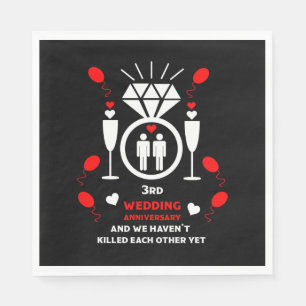 Gay Men 3rd Wedding Anniversary   Napkin