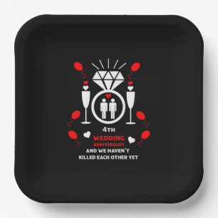 Gay Men 4th Wedding Anniversary Paper Plate
