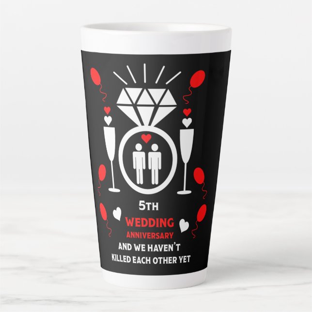 Gay Men 5th Wedding Anniversary   Latte Mug (Front)