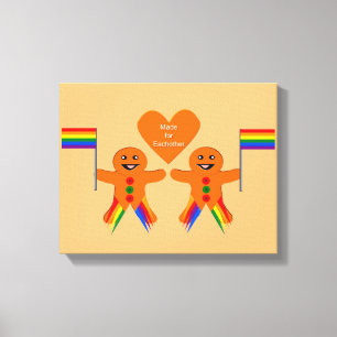 Gay Men Christmas Gingerbread Couple Canvas Print